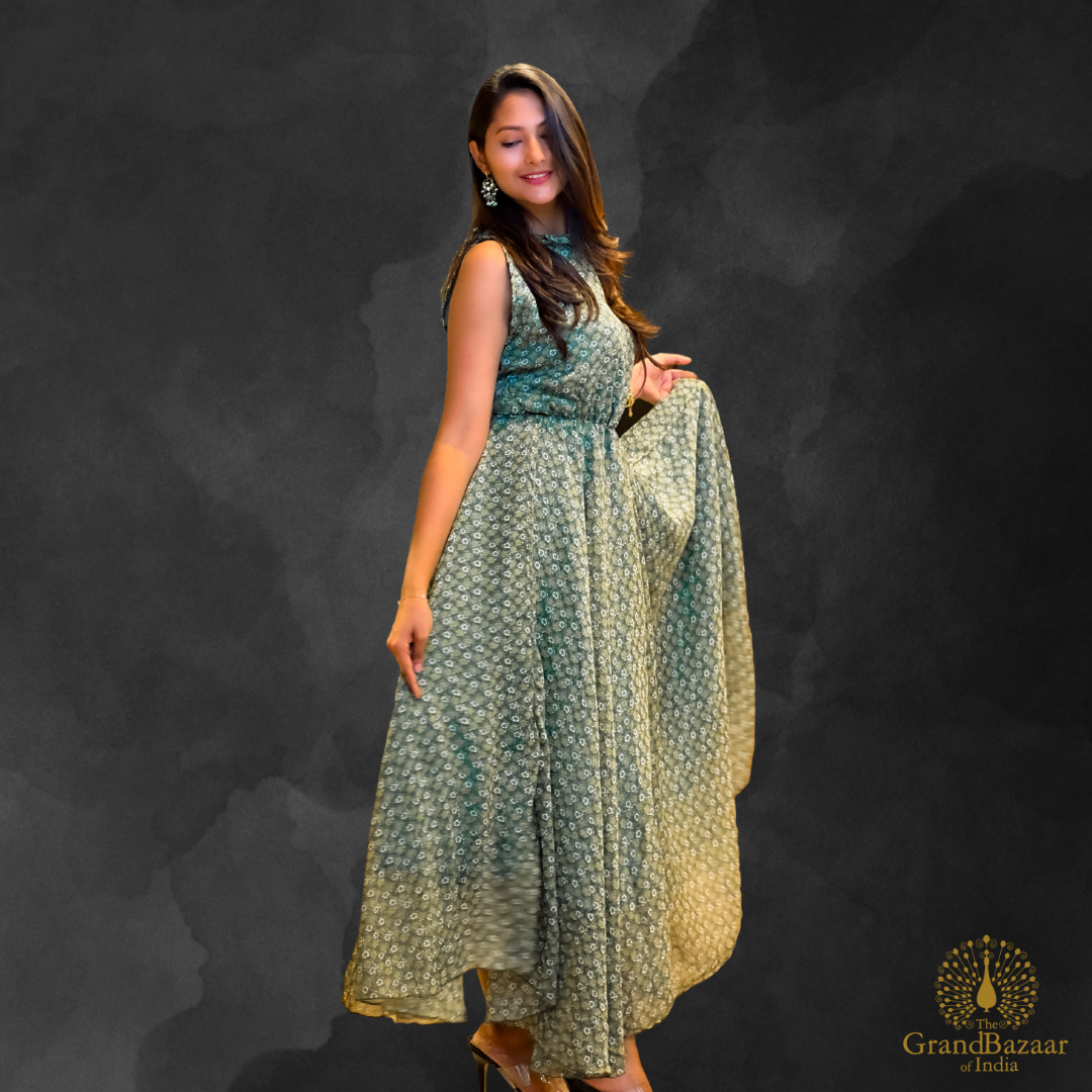 Elegant Printed Flowy Maxi Dress - LONG RAYON DRESS 03 S24