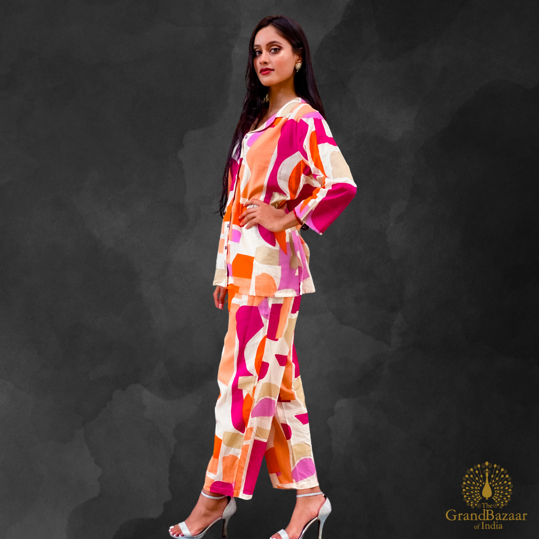 Vibrant Abstract Cotton Co-ord Set (CST-19-S24)
