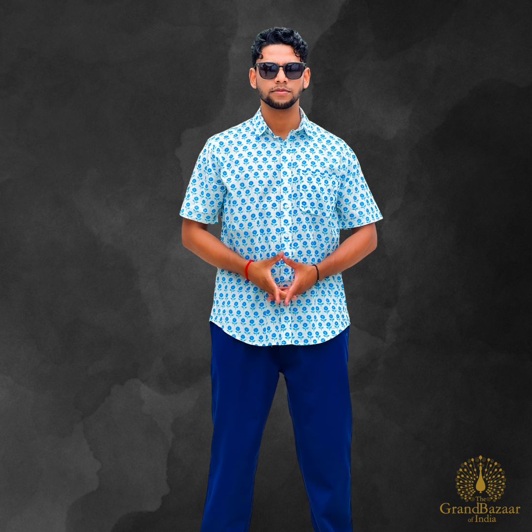 Men's Cotton Printed Short-Sleeve Shirt (MSHIRT-HALF-31-S24)