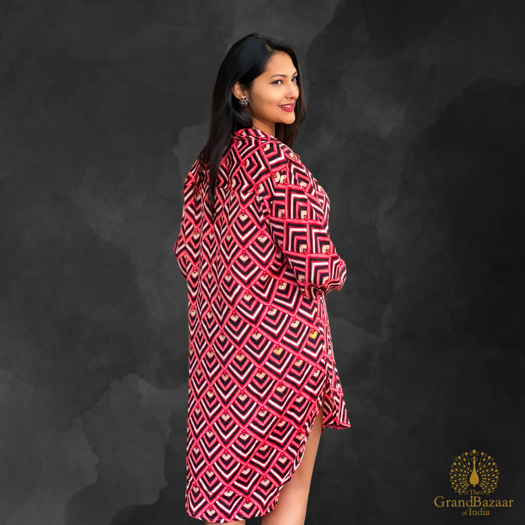 Women’s Silk Shirt Dress – Free Size (SILK-SHIRT-01-JL25)