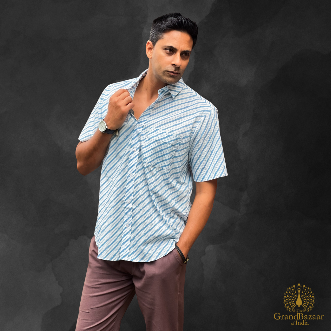 Striped Cotton Casual Shirt(MSHIRT-HALF-36-JL25)