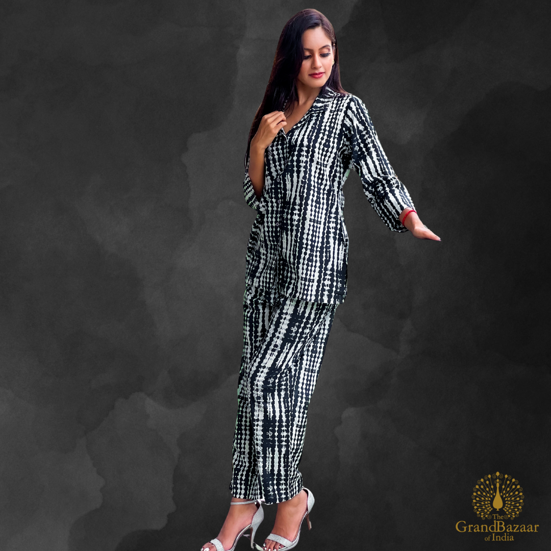 Elegant Black Cotton Co-ord Set (CST-23-S24)