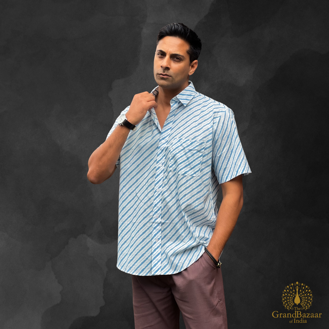 Striped Cotton Casual Shirt(MSHIRT-HALF-36-JL25)