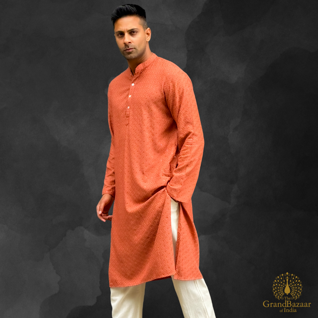 Embroidered kurta in pastel light maroon color s24