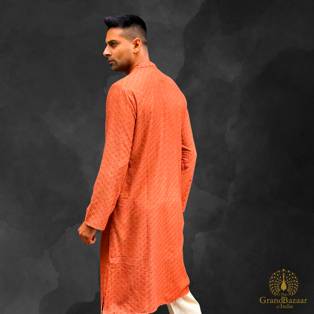 Embroidered kurta in pastel light maroon color s24