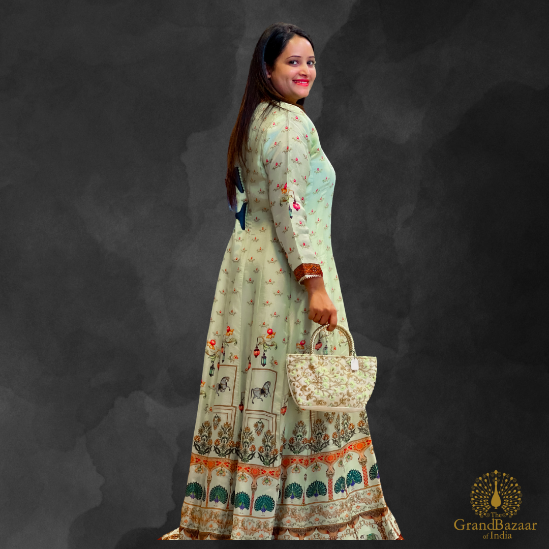 Pale Green Long Gown with Dupatta