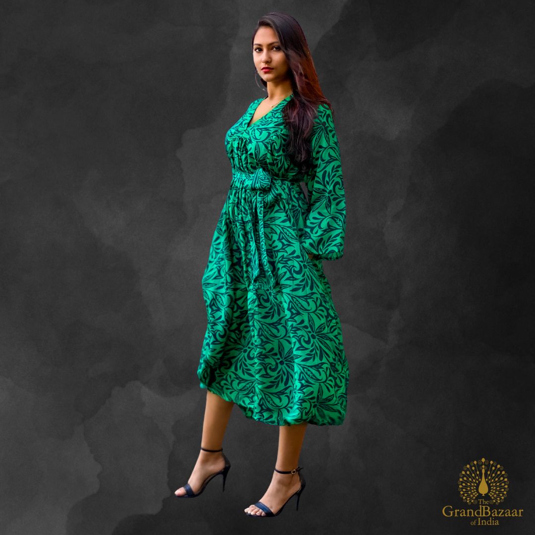 Long Silk dress with belt