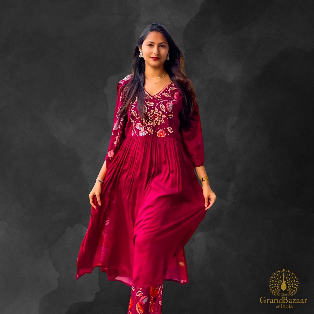 Kurti Full Set in Aubergine color