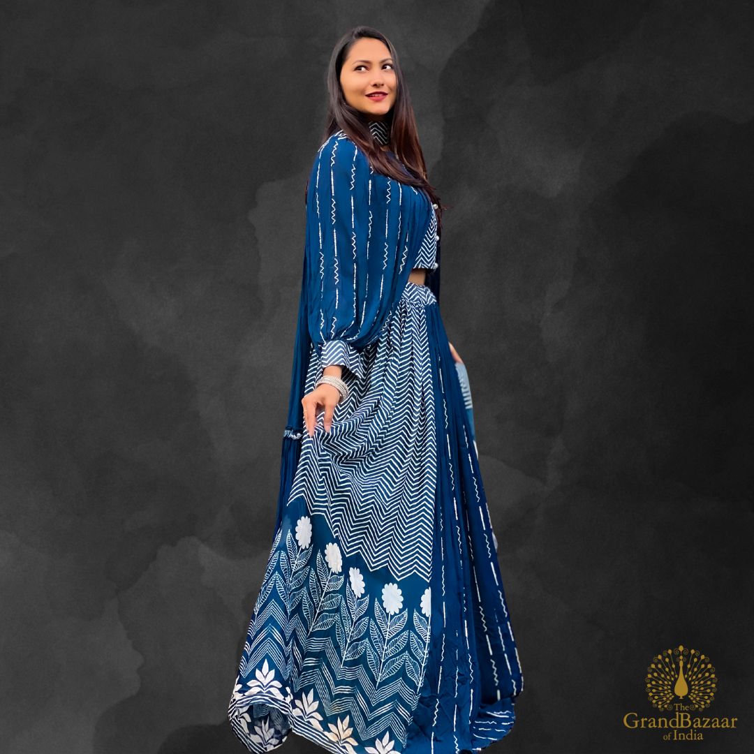 Blue Floral Lehenga