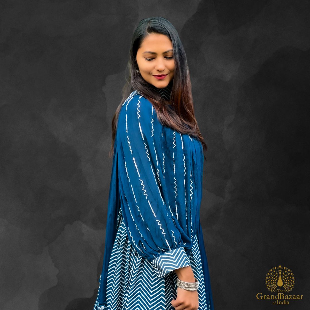 Blue Floral Lehenga