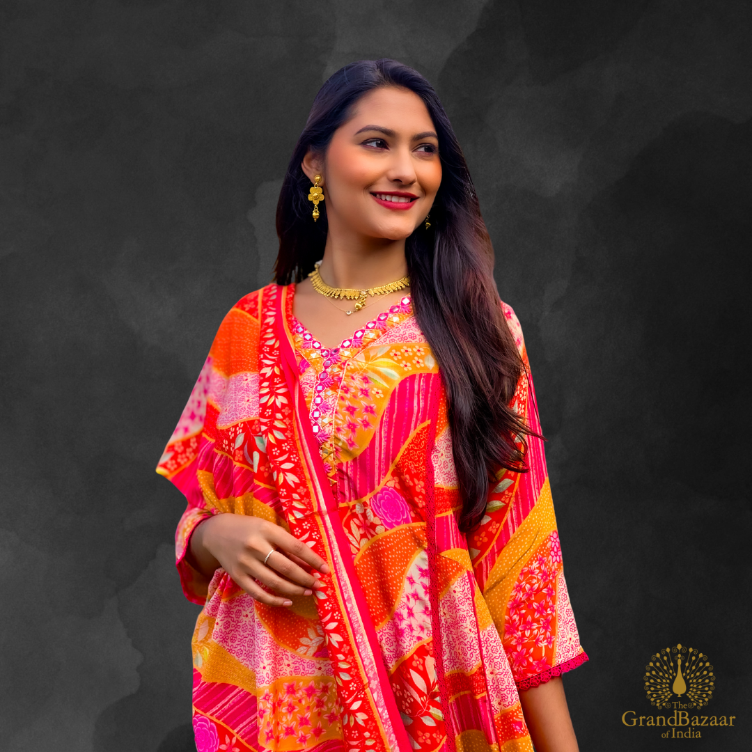 Colorful kurti full set with florals prints