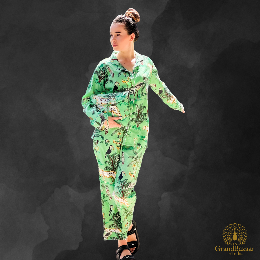 Emerald Jungle Cotton Night Suit Set (NIGHT-SUIT-07-FEB26)