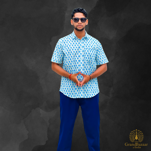 Men's Cotton Printed Short-Sleeve Shirt (MSHIRT-HALF-31-S24)