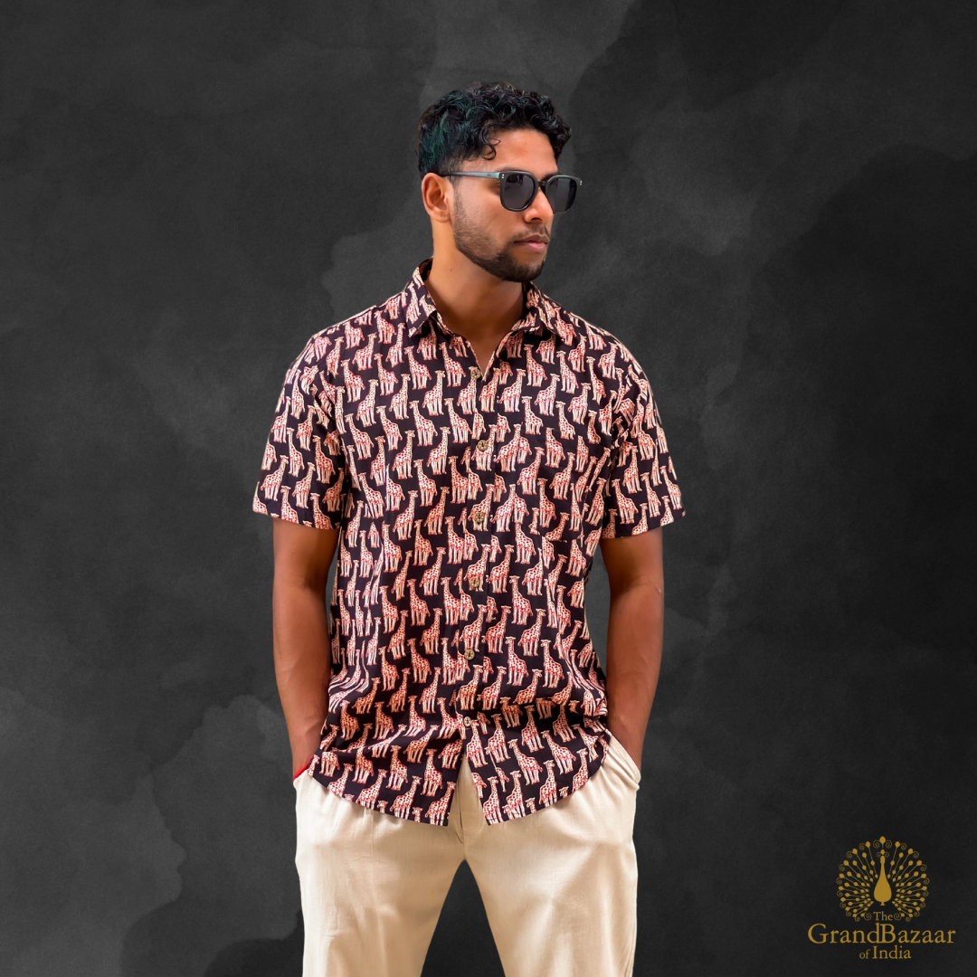 Men's Ethnic Printed Half-Sleeve Shirt -(MSHIRT-HALF-37-S24)