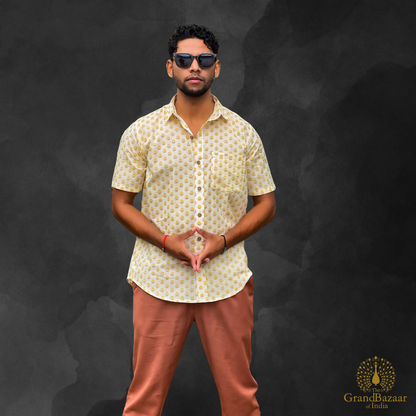 Men’s Ethnic Printed Short-Sleeve Shirt (MSHIRT-HALF-35-S24)