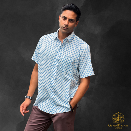 Striped Cotton Casual Shirt(MSHIRT-HALF-36-JL25)