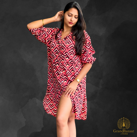 Women’s Silk Shirt Dress – Free Size (SILK-SHIRT-01-JL25)