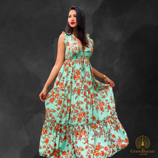 Silk Free-Size Floral Maxi Dress
(LONG-SILK-DRESS-36-JL25)