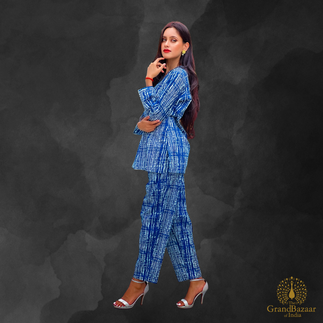Elegant Blue Cotton Co-ord Set (CST-22-S24)