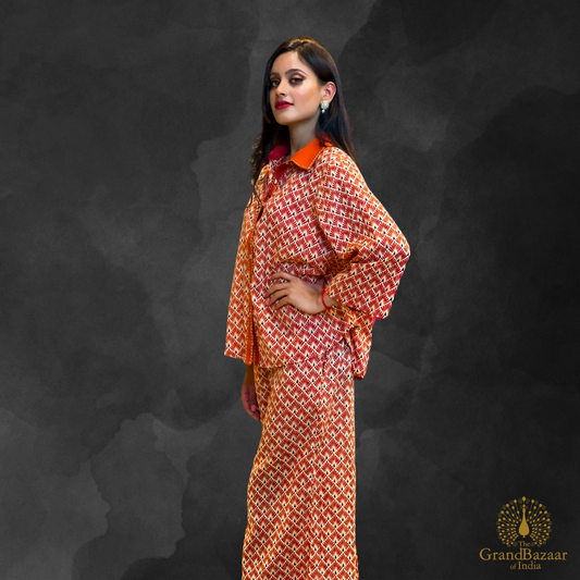 Rust & Orange Printed Co-ord Set – Elegant Ethnic Wear (CST-28-2999-S24)