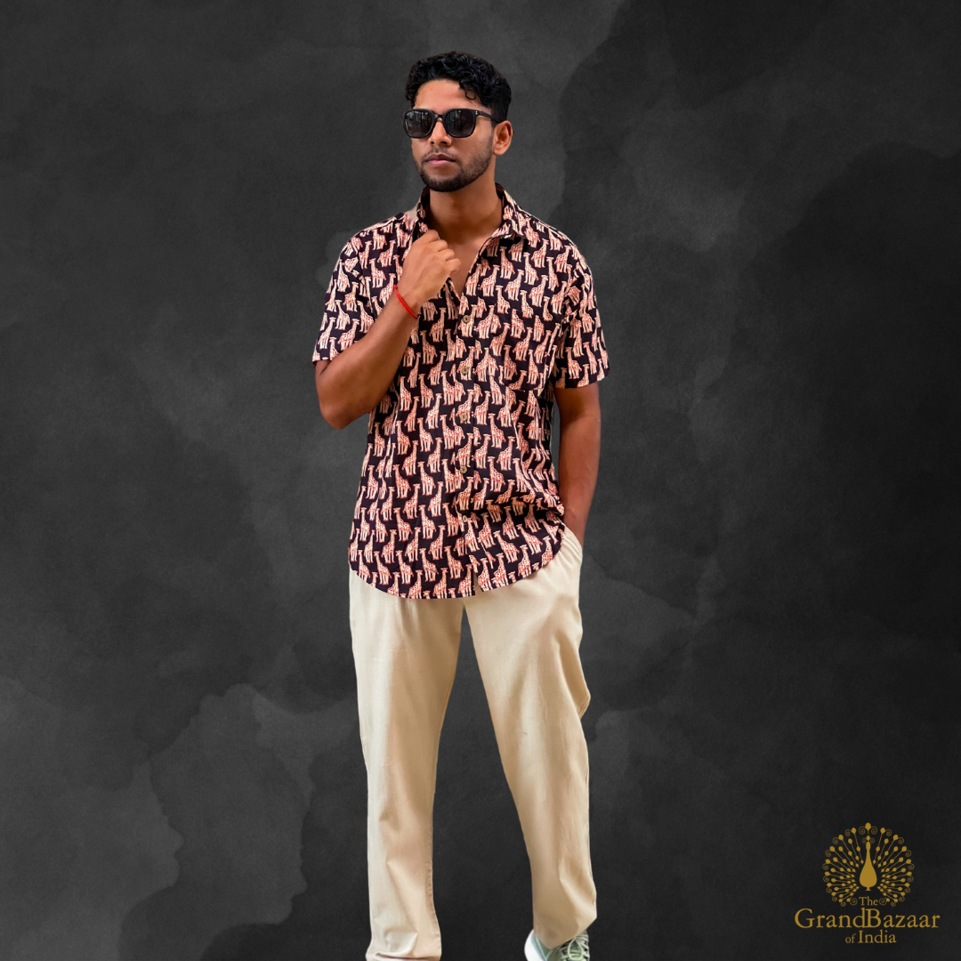 Men's Ethnic Printed Half-Sleeve Shirt -(MSHIRT-HALF-37-S24)