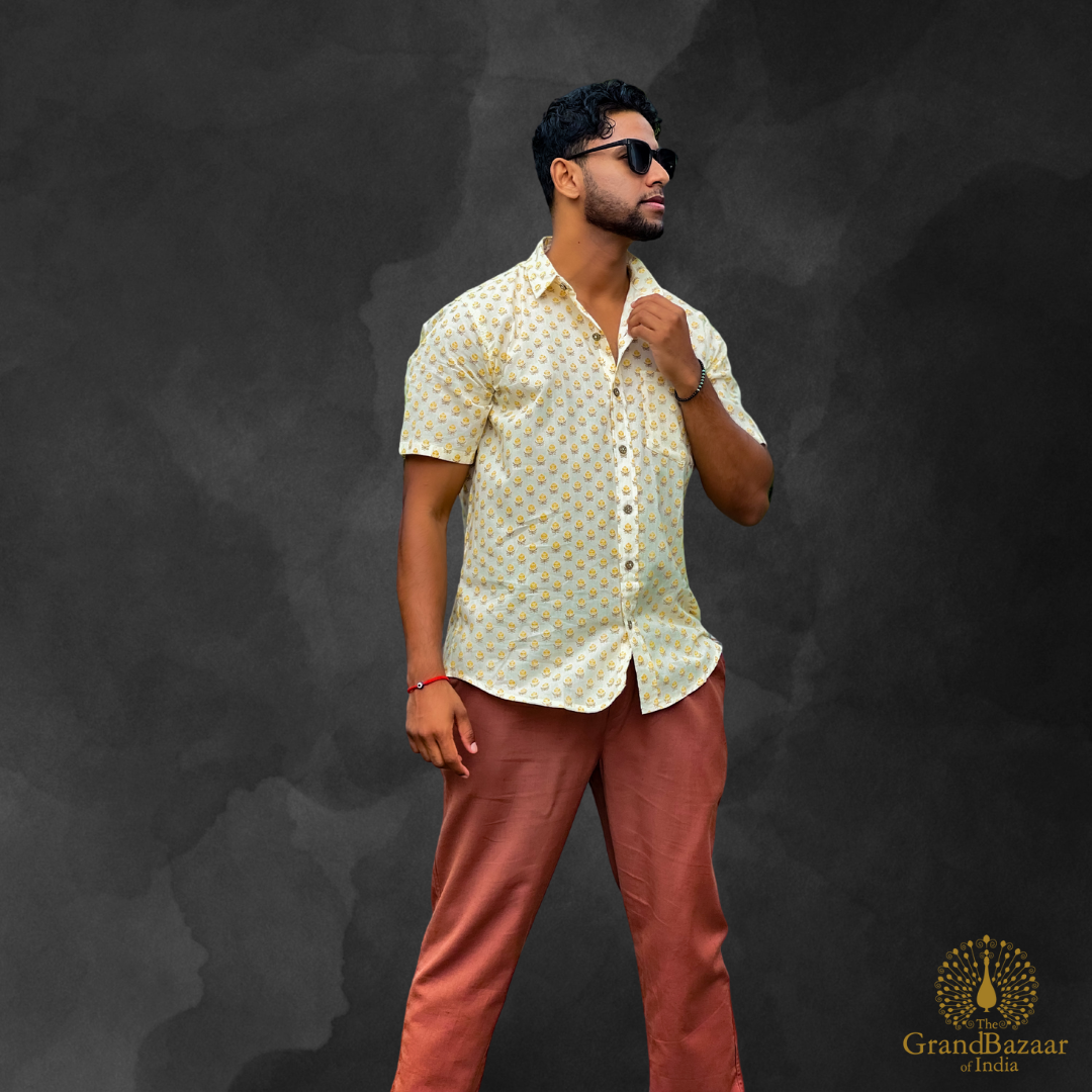 Men’s Ethnic Printed Short-Sleeve Shirt (MSHIRT-HALF-35-S24)