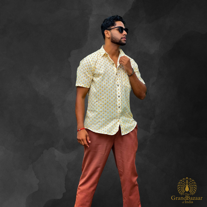 Men’s Ethnic Printed Short-Sleeve Shirt (MSHIRT-HALF-35-S24)