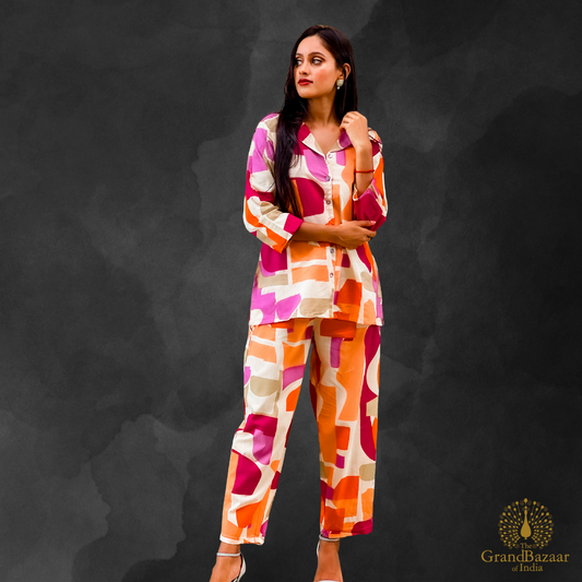 Vibrant Abstract Cotton Co-ord Set (CST-19-S24)