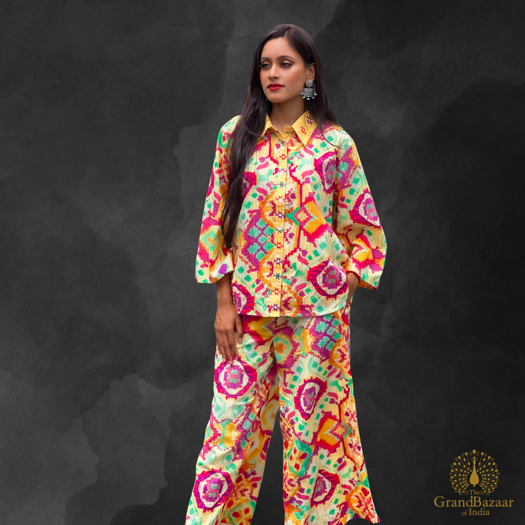 Women's Vibrant Ikat Printed Co-ord Set – Contemporary Elegance (CST-27-2999-S24)