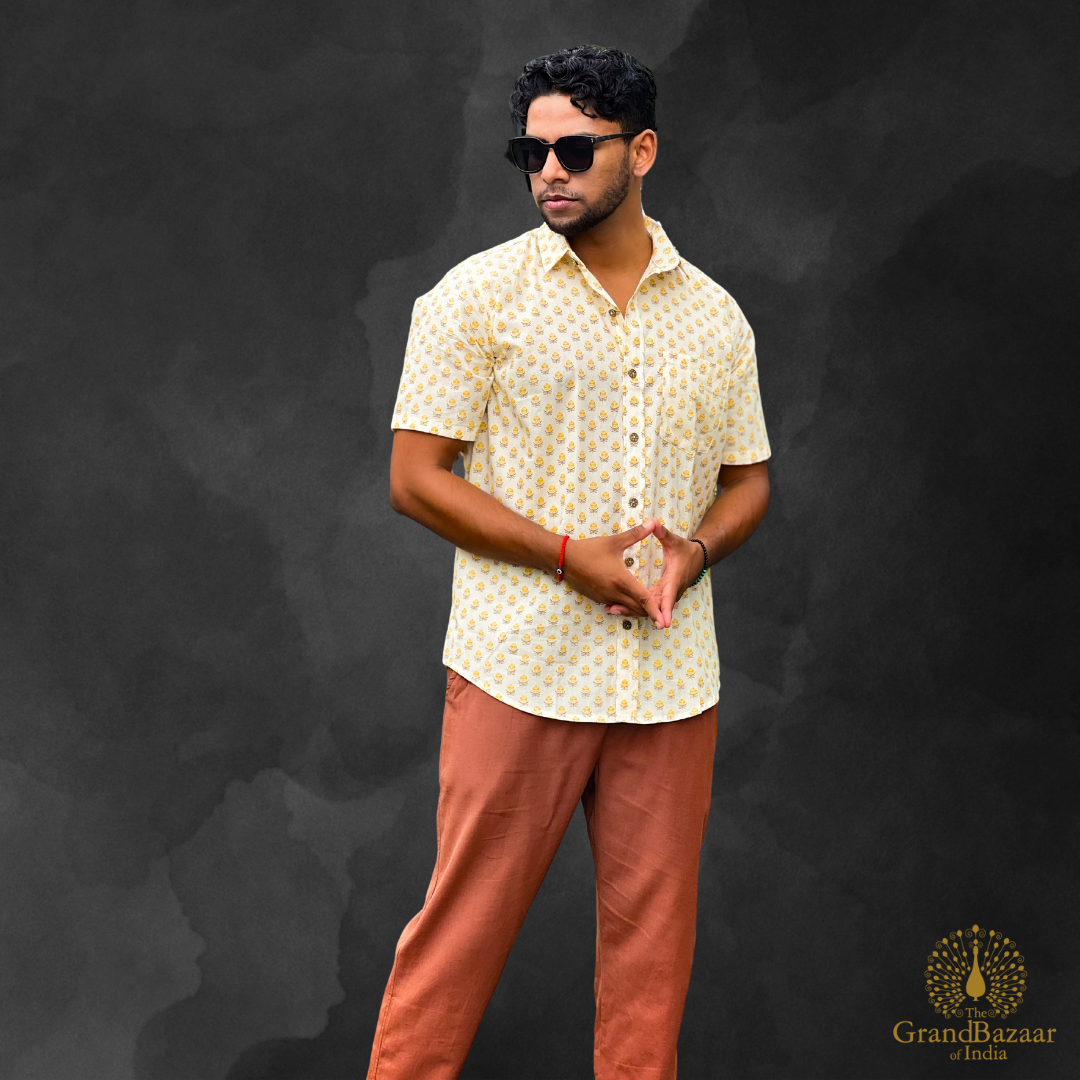 Men’s Ethnic Printed Short-Sleeve Shirt (MSHIRT-HALF-35-S24)