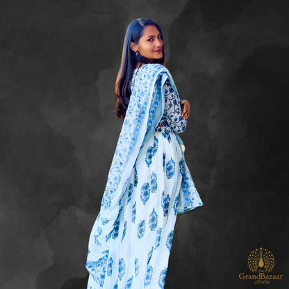 Elegant Blue Floral Lehenga Set
S24