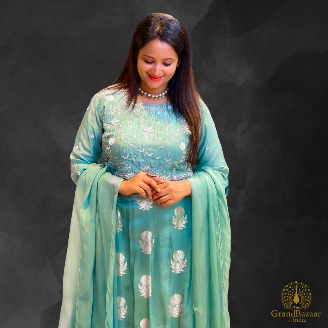 Lehenga with Silver Embroidery