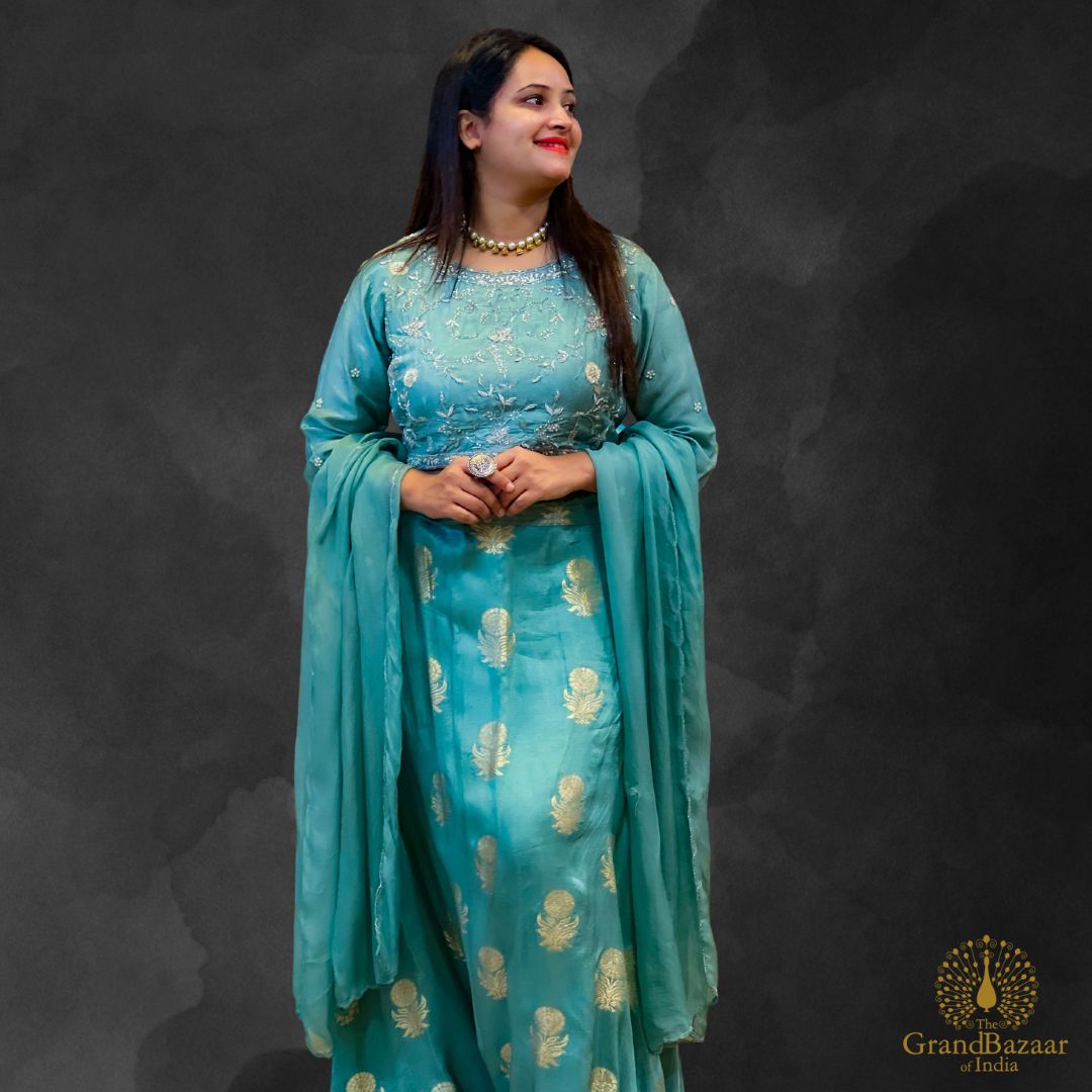 Lehenga with Silver Embroidery