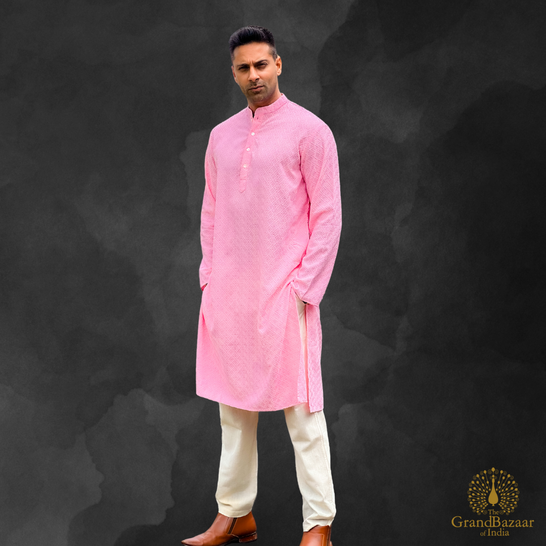 Embroidered kurta in pink color s24