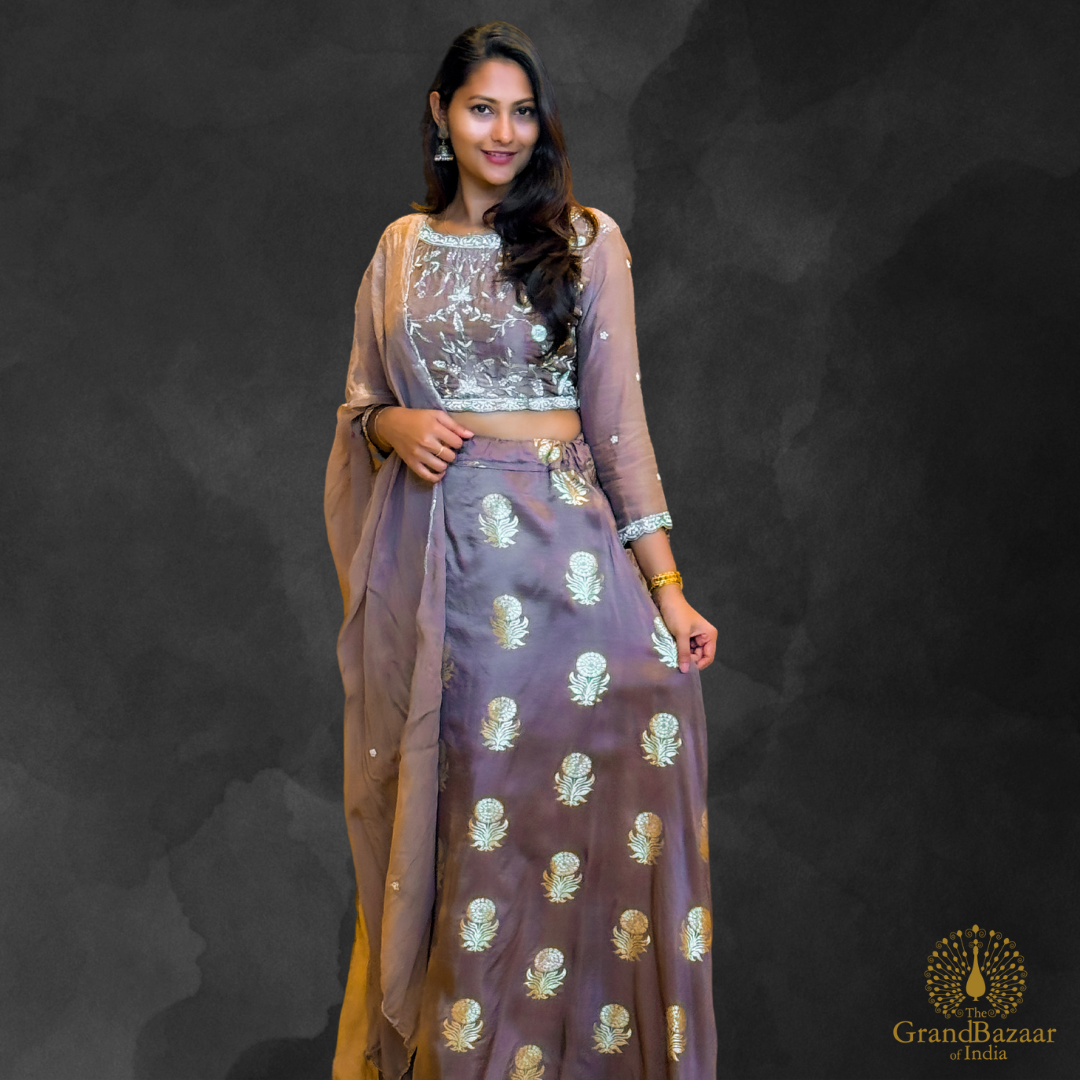 Lehenga with Silver Embroidery