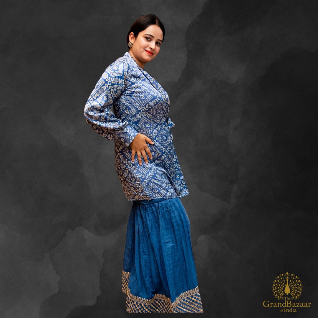 Blue Kurti with Plazzo