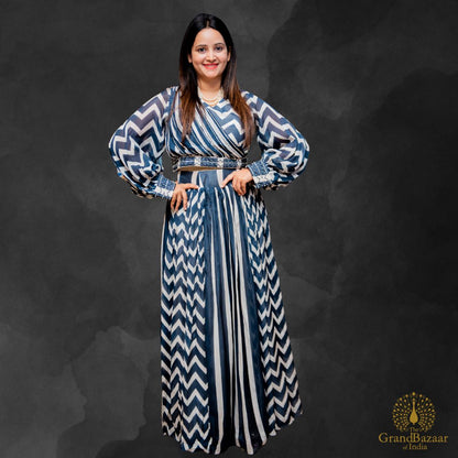 Blue Lehenga with butterfly cut Dupatta