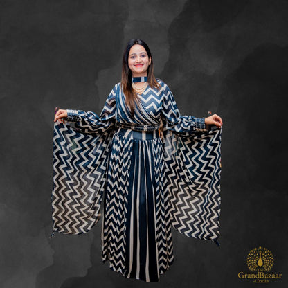 Blue Lehenga with butterfly cut Dupatta