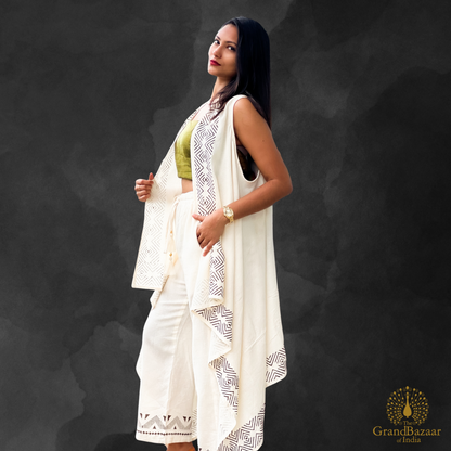 Women’s Cotton Three-Piece Co-Ord Set – Off White (CST-29-JL25)