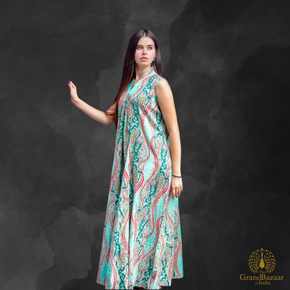 Emerald Paisley Cotton Free-Size Maxi Dress (COTTON-DRESS-01-2999-FEB26)