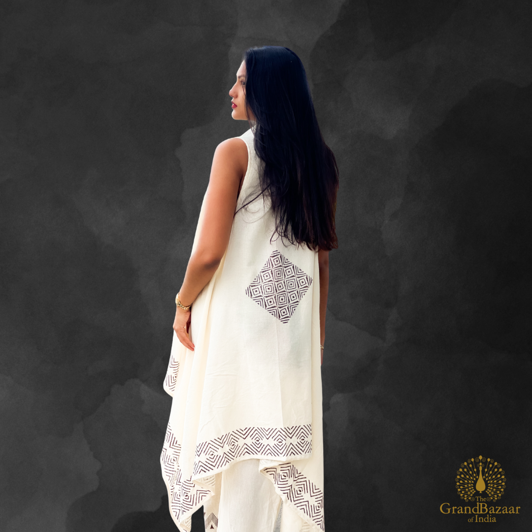Women’s Cotton Three-Piece Co-Ord Set – Off White (CST-29-JL25)