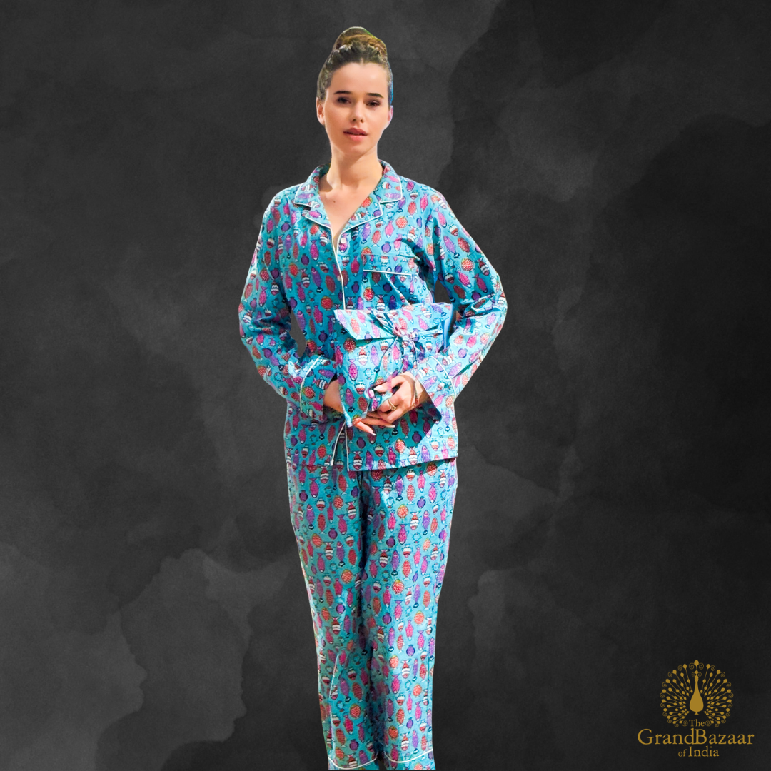 Elegant Cotton Printed Night Suit Set with Matching Pouch (NIGHT-SUIT-01-FEB26)