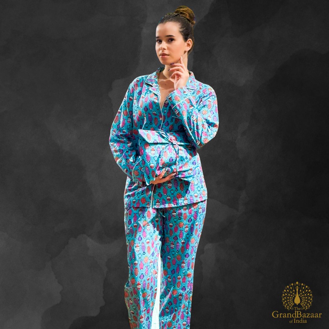 Elegant Cotton Printed Night Suit Set with Matching Pouch (NIGHT-SUIT-01-FEB26)