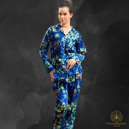 Royal Indigo Botanical Cotton Night Suit Set (NIGHT-SUIT-10-FEB26)