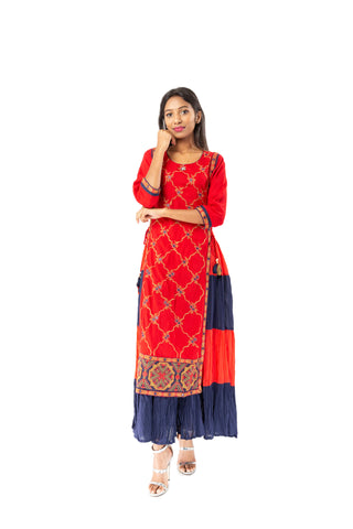 Overlapping Red Kurti Dress