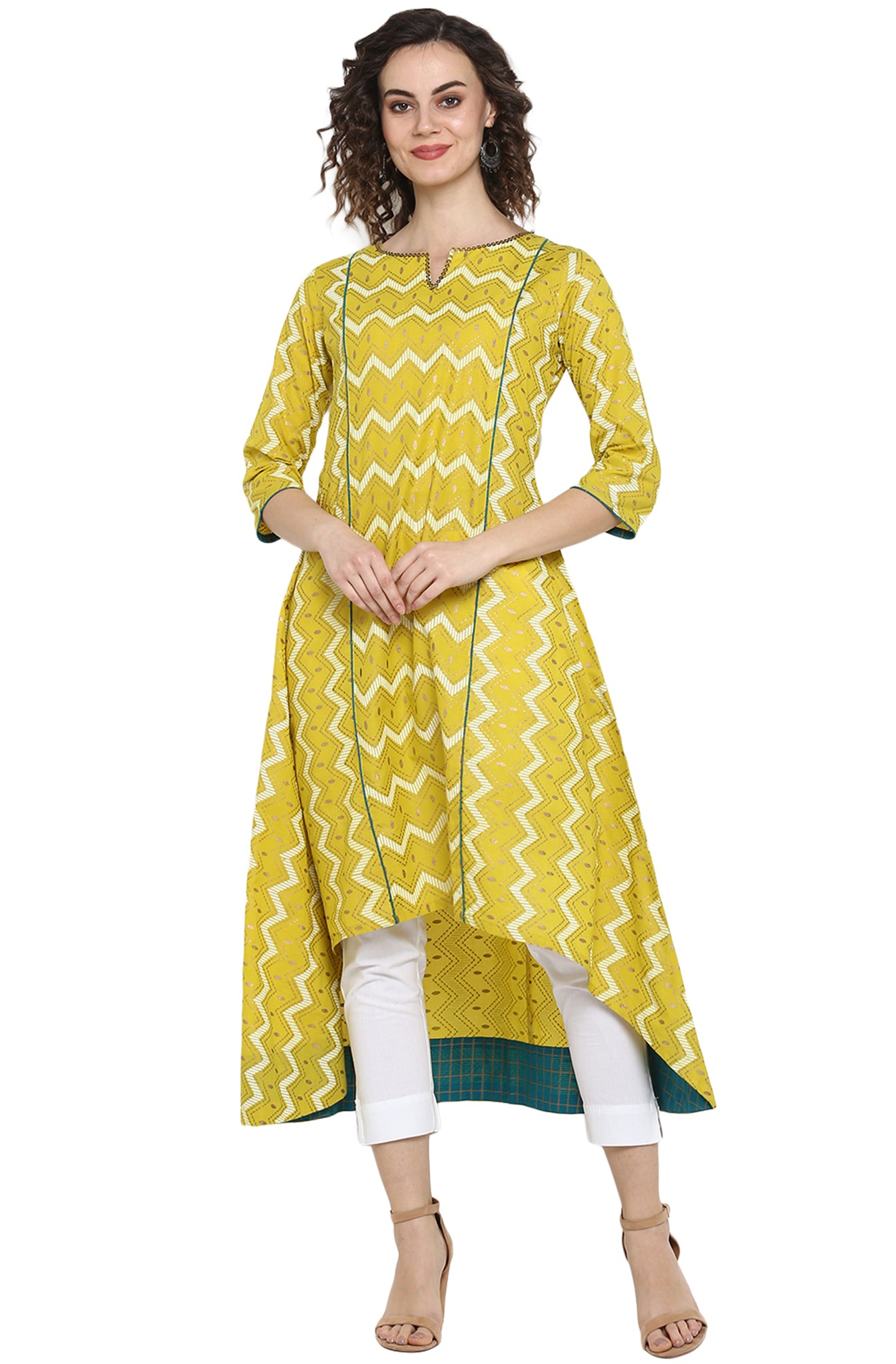 Yellow tailcut kurti