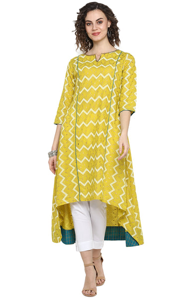 Yellow tailcut kurti