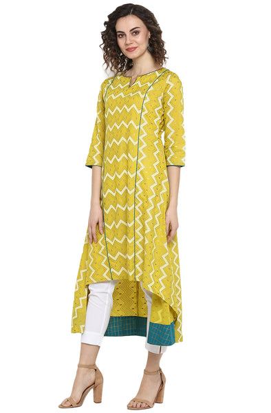 Yellow tailcut kurti