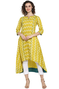 Yellow tailcut kurti