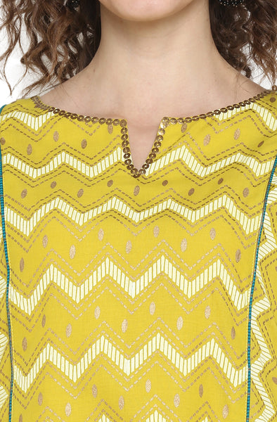 Yellow tailcut kurti